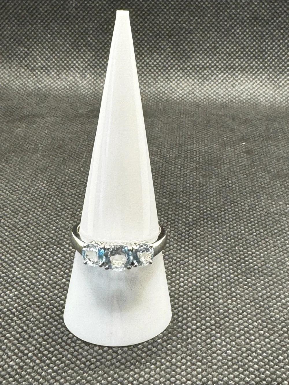 Vintage 925 Sterling Silver Three Stone Ring - Light Blue Past Present Future
